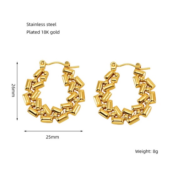 Y2K NEW💎18K Gold Plated Geometric Hoop Earrings - Picture 2 of 2